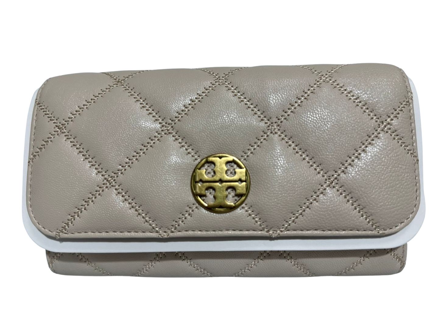 Tory Burch Willa Small Leather Chain Wallet Crossbody (Brie)