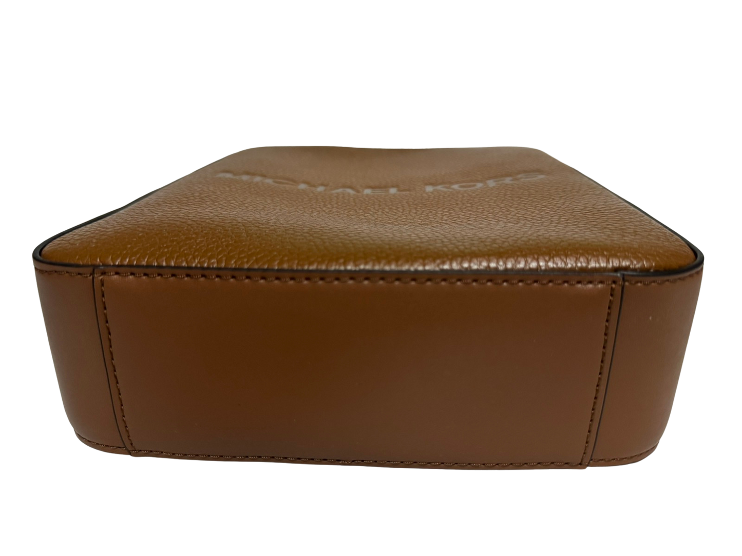 Michael Kors Cooper Logo Embossed Pebbled Leather Messenger Bag (Brown)