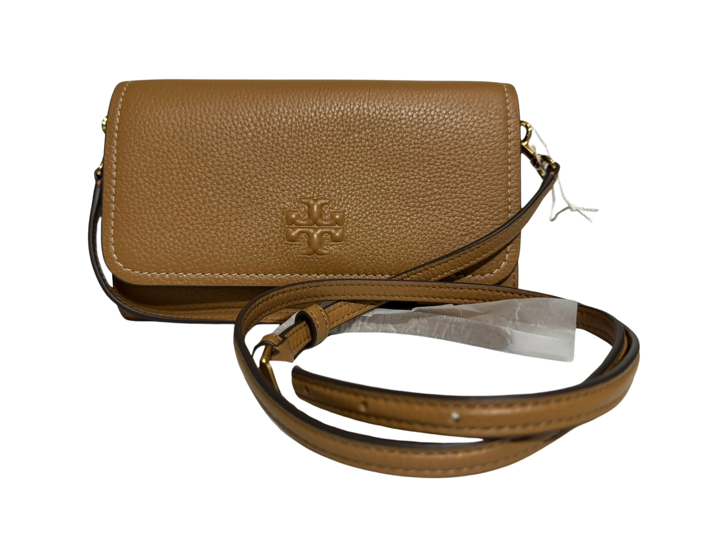 Tory Burch Thea Pebbled Leather Crossbody Bag with Flat Wallet (Tiramisu)