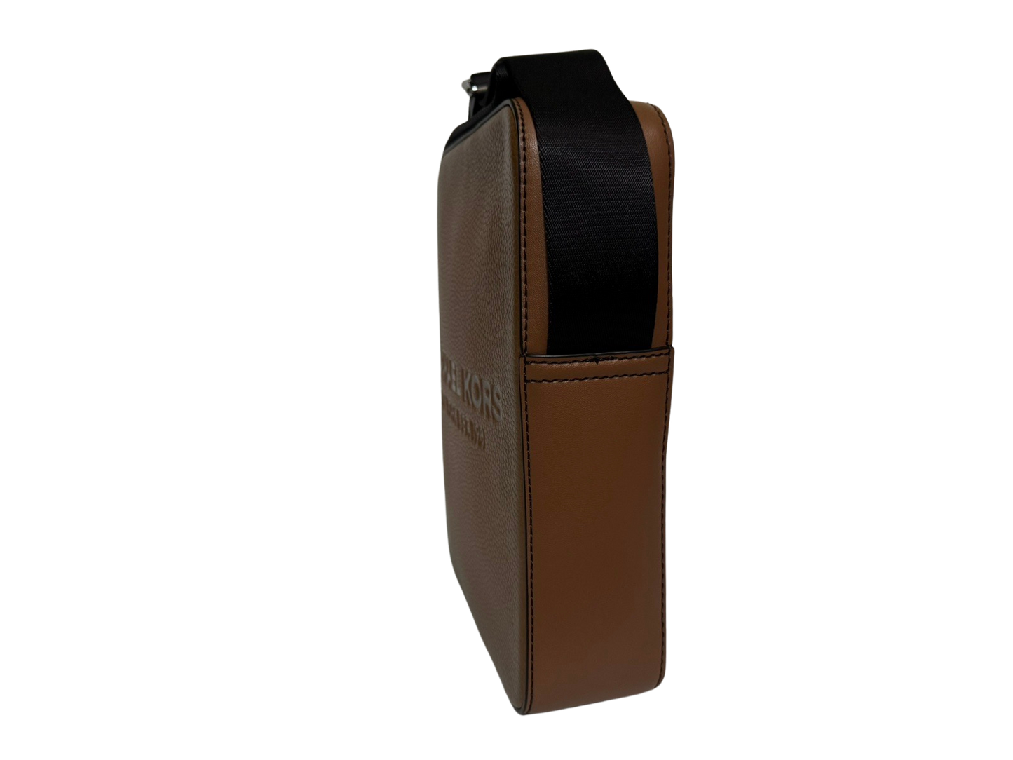 Michael Kors Cooper Logo Embossed Pebbled Leather Flight Bag (Brown)