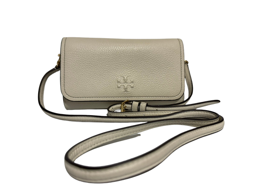 Tory Burch Thea Pebbled Leather Crossbody Bag with Flat Wallet (New Ivory)