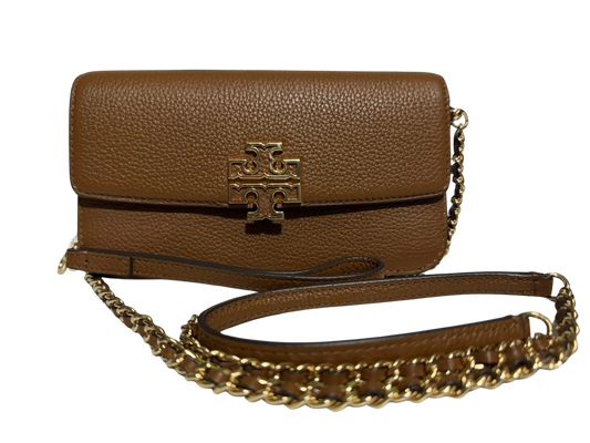 Tory Burch Britten Chain Wallet With Wristlet Leather Crossbody (Moose)