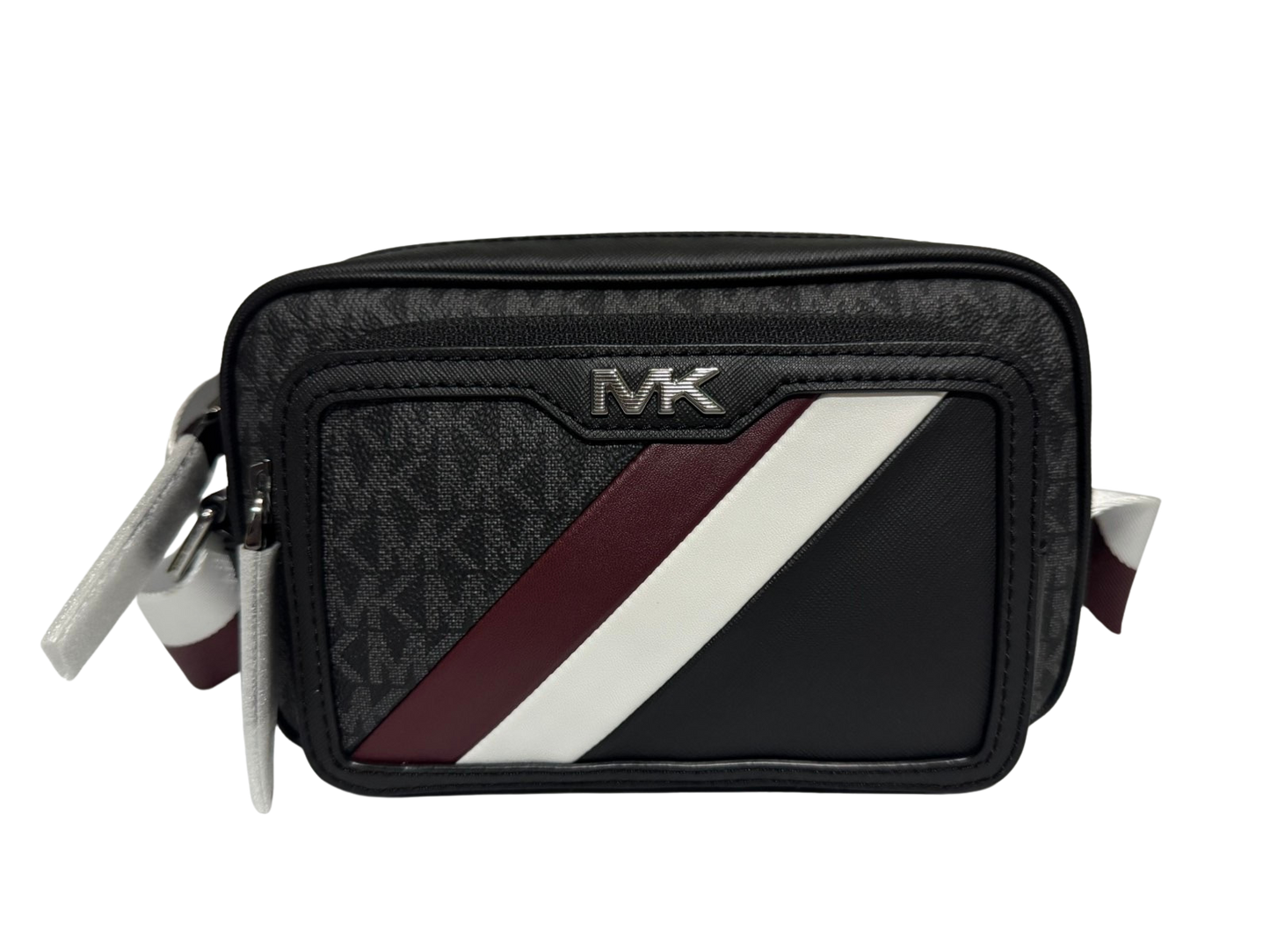 Michael Kors Rivington Striped Logo Camera Bag (Black)
