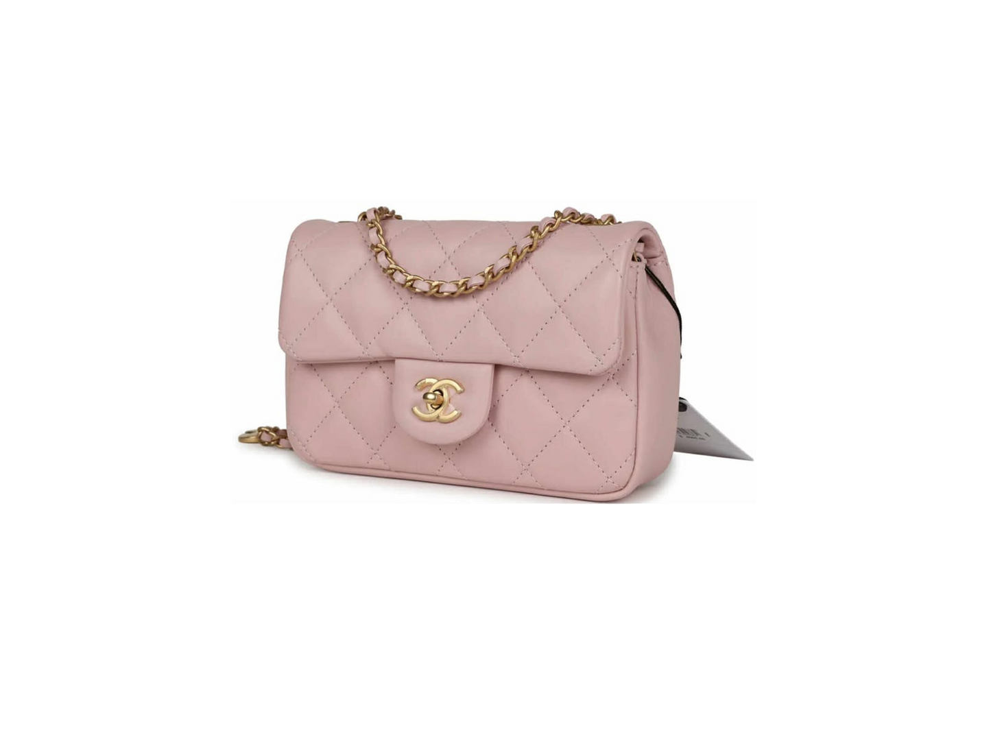 Chanel Mini Rectangular Flap Bag with Heart Chain Pink Lambskin Brushed Gold Hardware