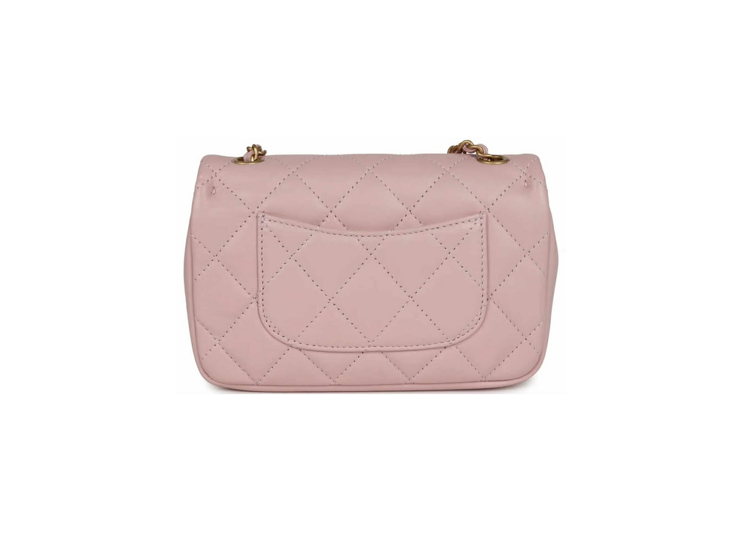Chanel Mini Rectangular Flap Bag with Heart Chain Pink Lambskin Brushed Gold Hardware