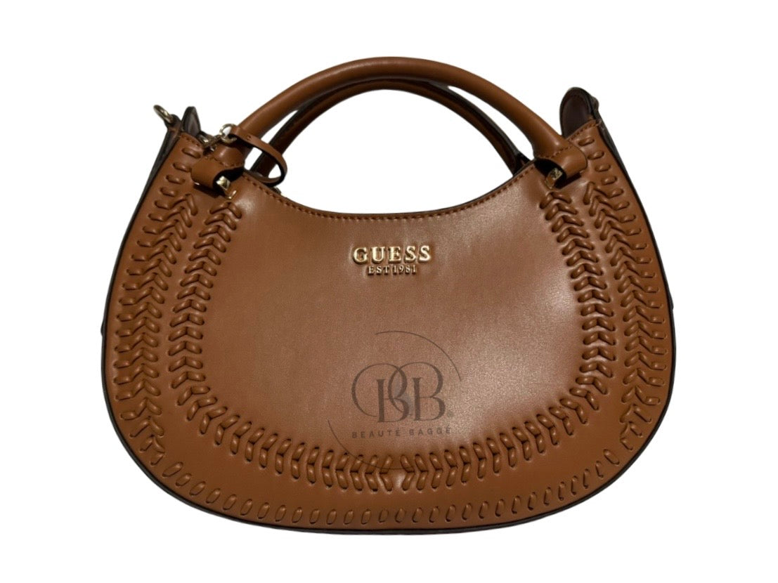 GUESS TATUM SATCHEL BAG (CARAMEL)