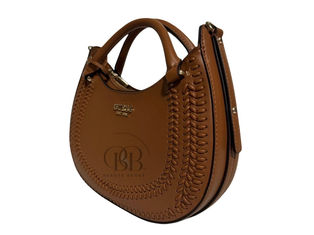 GUESS TATUM SATCHEL BAG (CARAMEL)