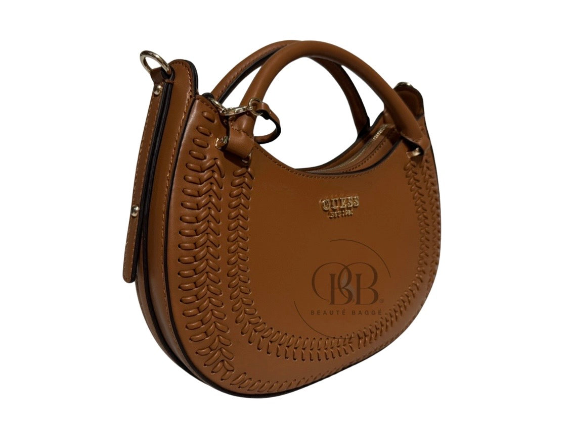 GUESS TATUM SATCHEL BAG (CARAMEL)