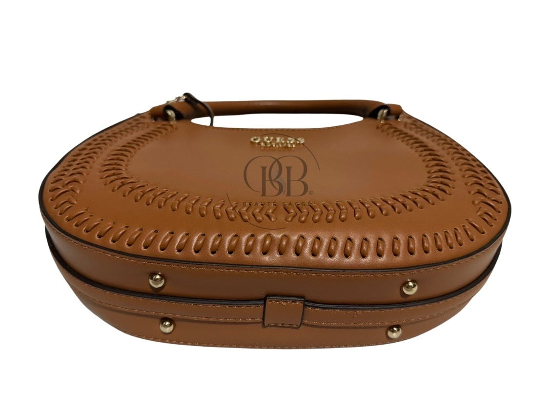 GUESS TATUM SATCHEL BAG (CARAMEL)