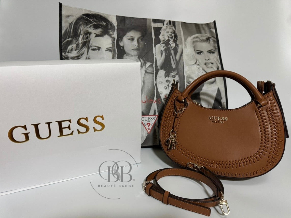 GUESS TATUM SATCHEL BAG (CARAMEL)
