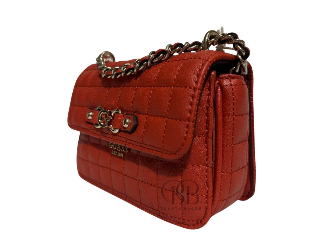 GUESS NADIRA MINI CONVERTIBLE CROSSBODY FLAP (CHILI/ORANGE)