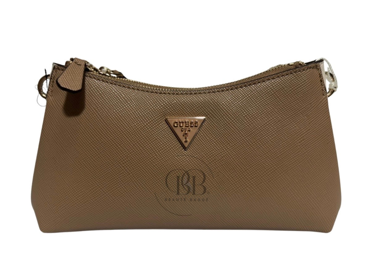 GUESS NOELLE 3 II 3 COMPARTMENT CROSSBODY (TAN MULTI)