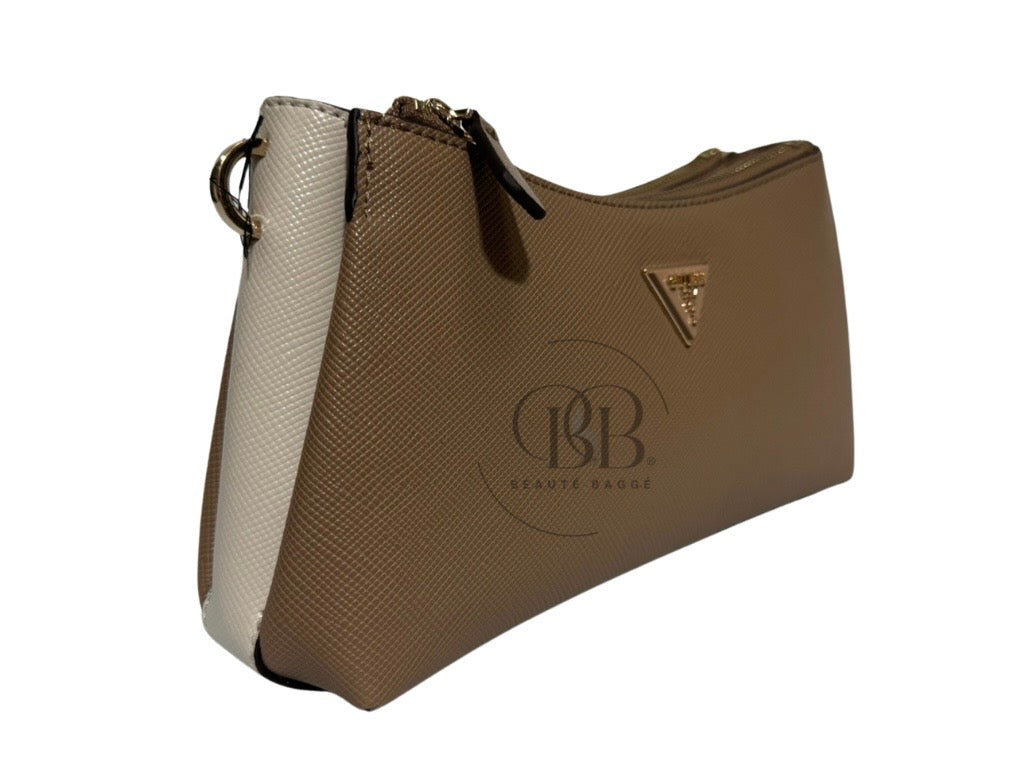 GUESS NOELLE 3 II 3 COMPARTMENT CROSSBODY (TAN MULTI)