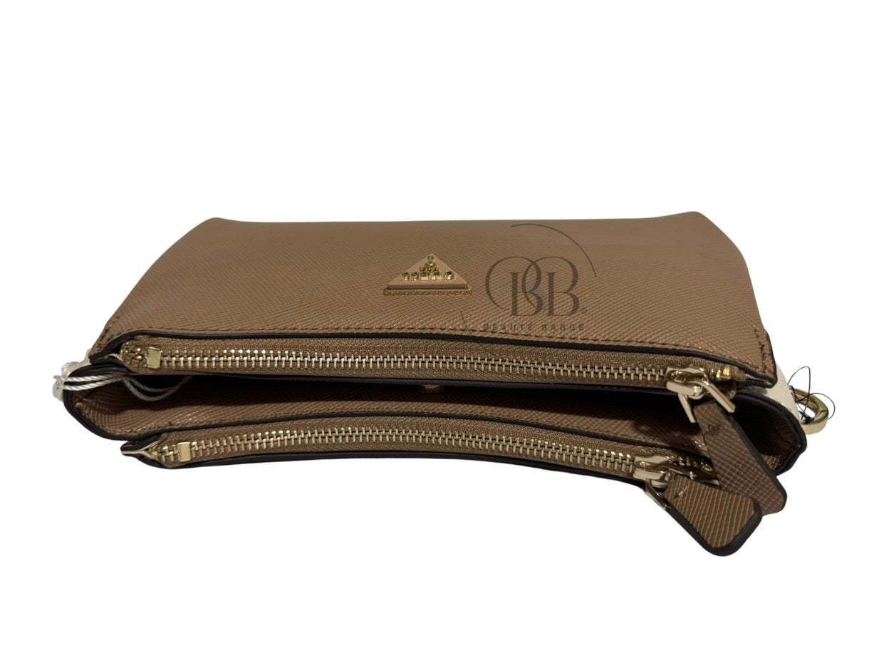 GUESS NOELLE 3 II 3 COMPARTMENT CROSSBODY (TAN MULTI)