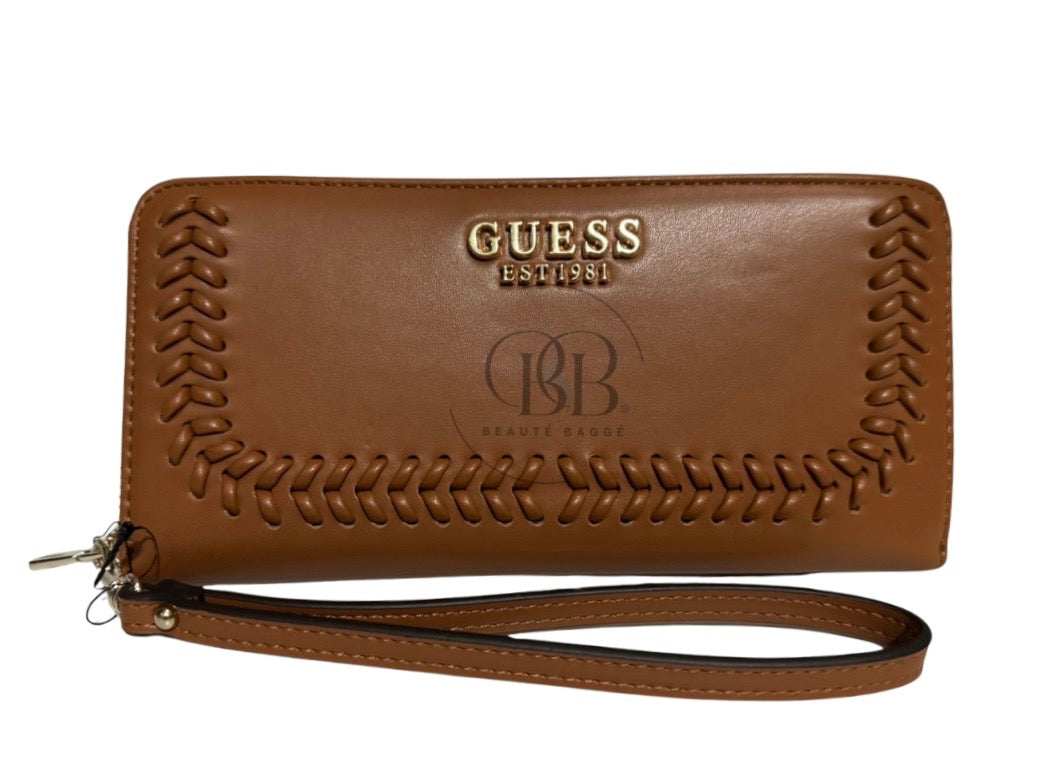 GUESS TATUM SLG LONG ZIP-AROUND WALLET (TOFFEE BROWN)