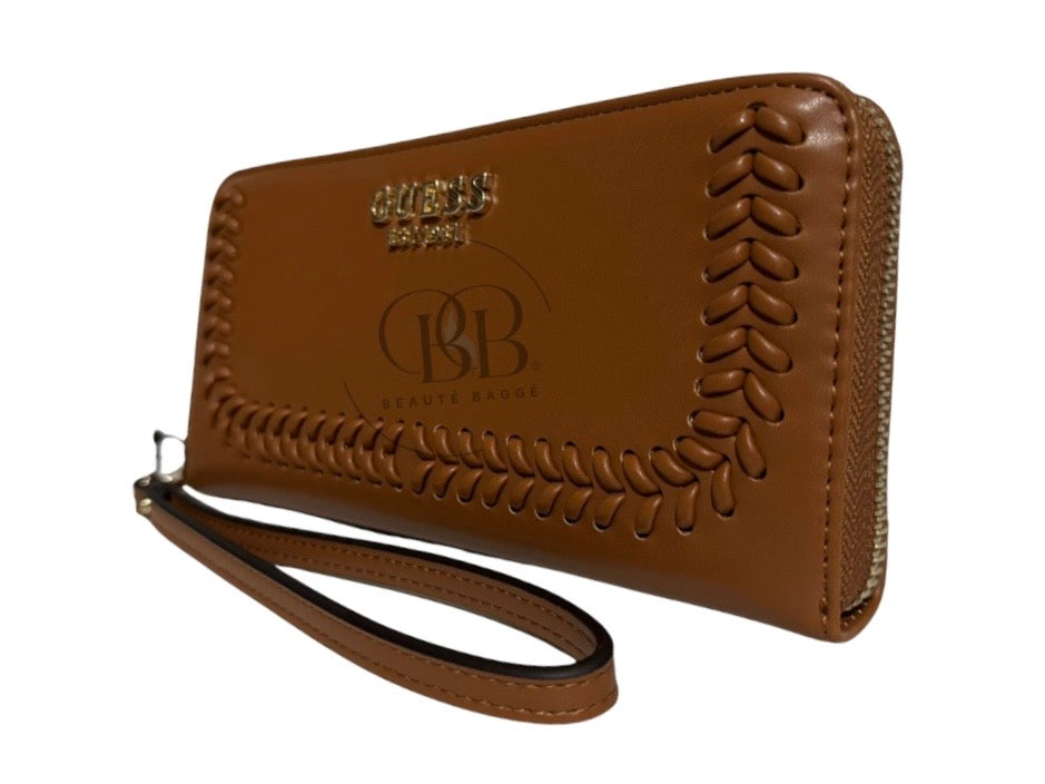 GUESS TATUM SLG LONG ZIP-AROUND WALLET (TOFFEE BROWN)