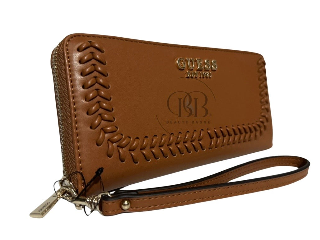 GUESS TATUM SLG LONG ZIP-AROUND WALLET (TOFFEE BROWN)