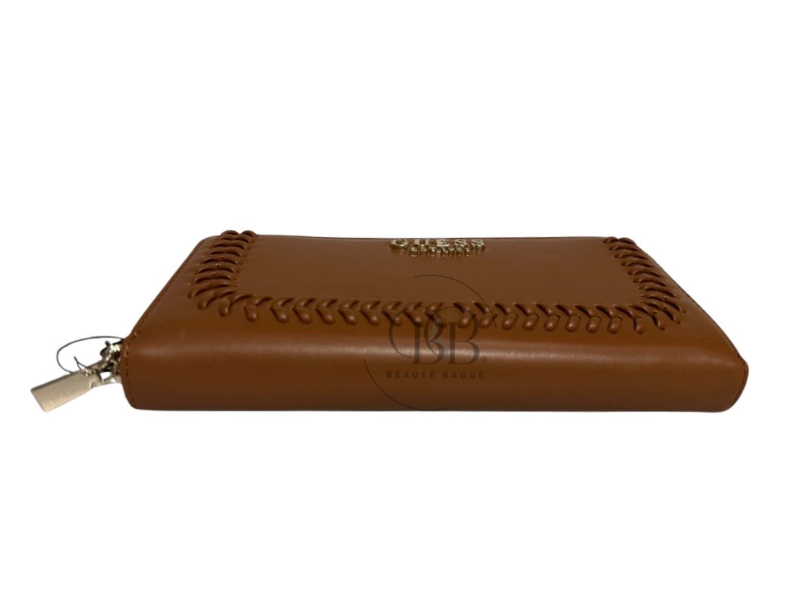 GUESS TATUM SLG LONG ZIP-AROUND WALLET (TOFFEE BROWN)