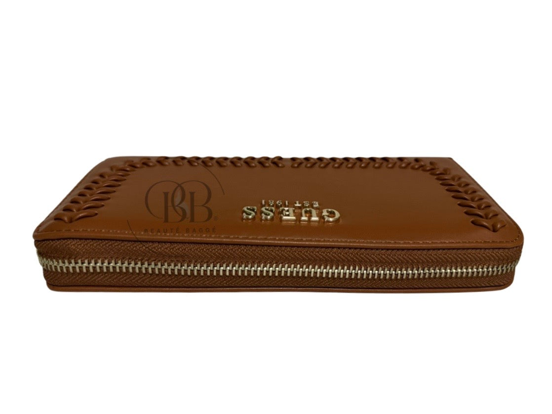 GUESS TATUM SLG LONG ZIP-AROUND WALLET (TOFFEE BROWN)