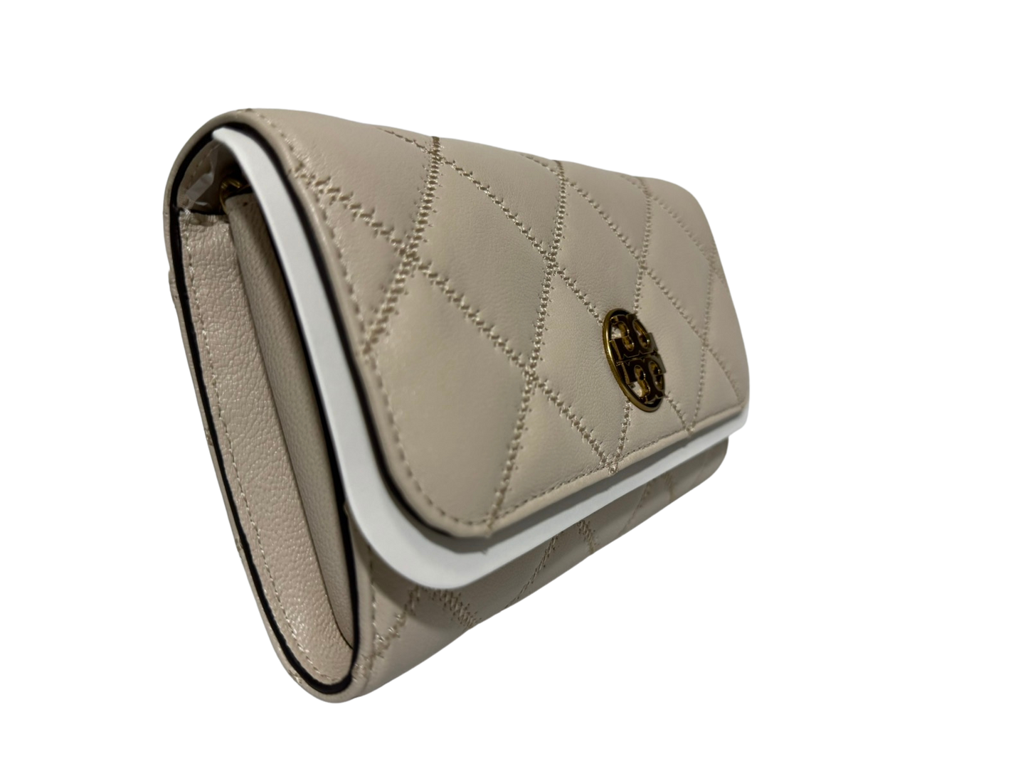 Tory Burch Willa Small Leather Chain Wallet Crossbody (Brie)