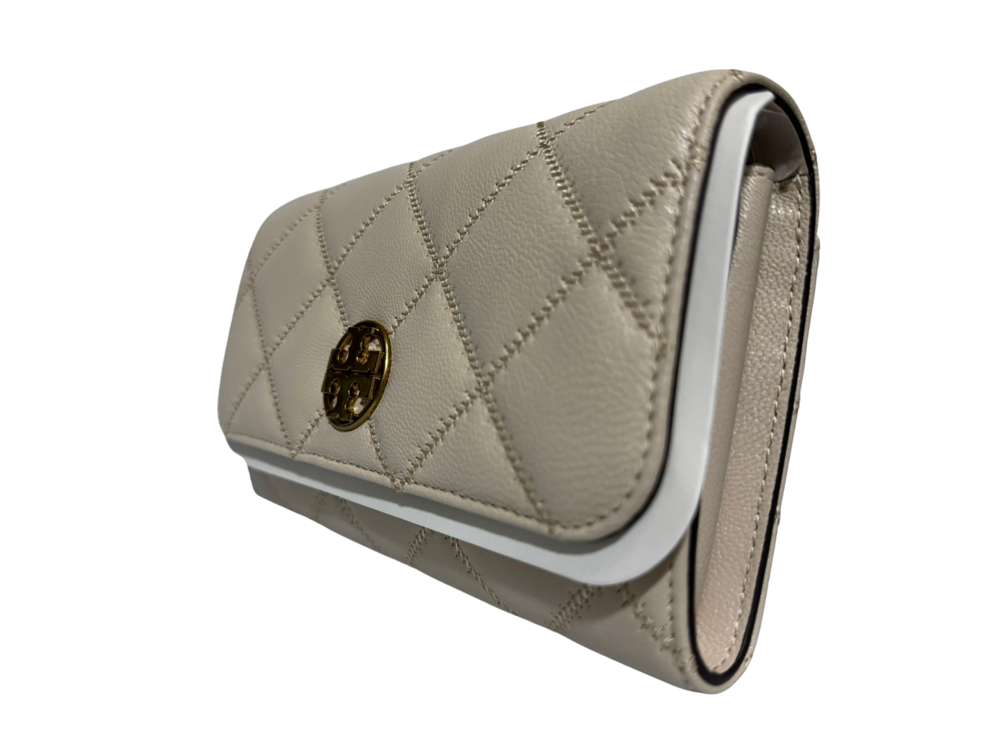 Tory Burch Willa Small Leather Chain Wallet Crossbody (Brie)