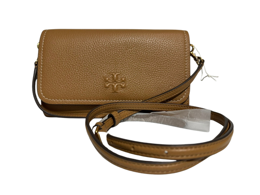 Tory Burch Thea Pebbled Leather Crossbody Bag with Flat Wallet (Tiramisu)