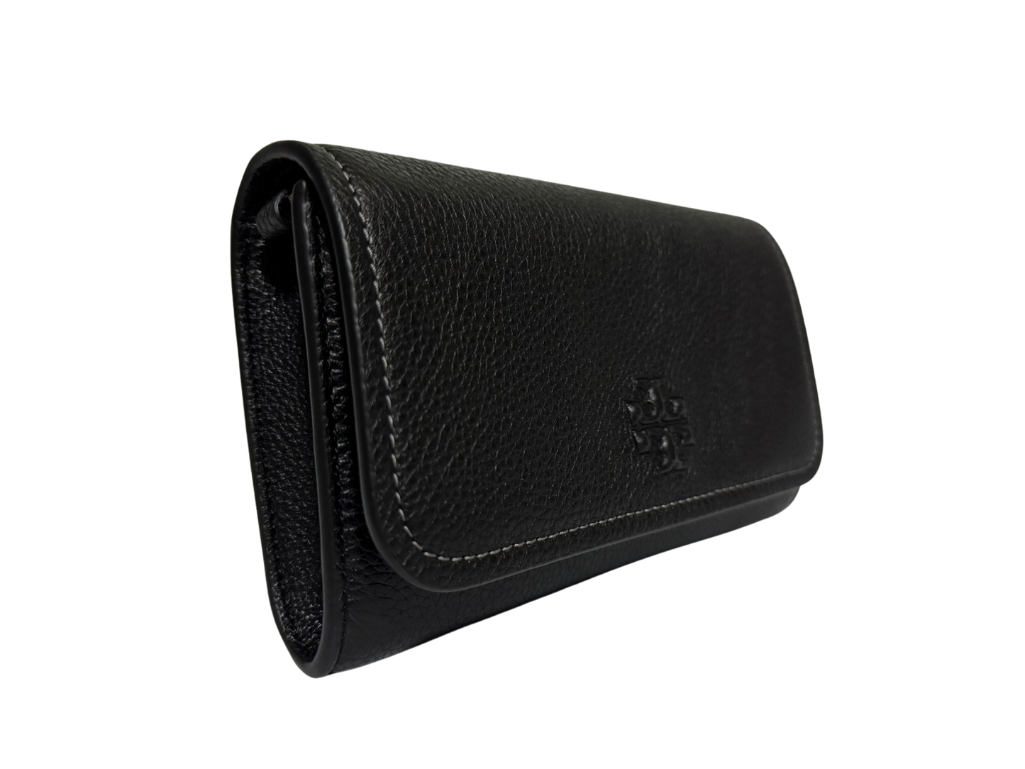 Tory Burch Thea Pebbled Leather Crossbody Bag with Flat Wallet (Black)