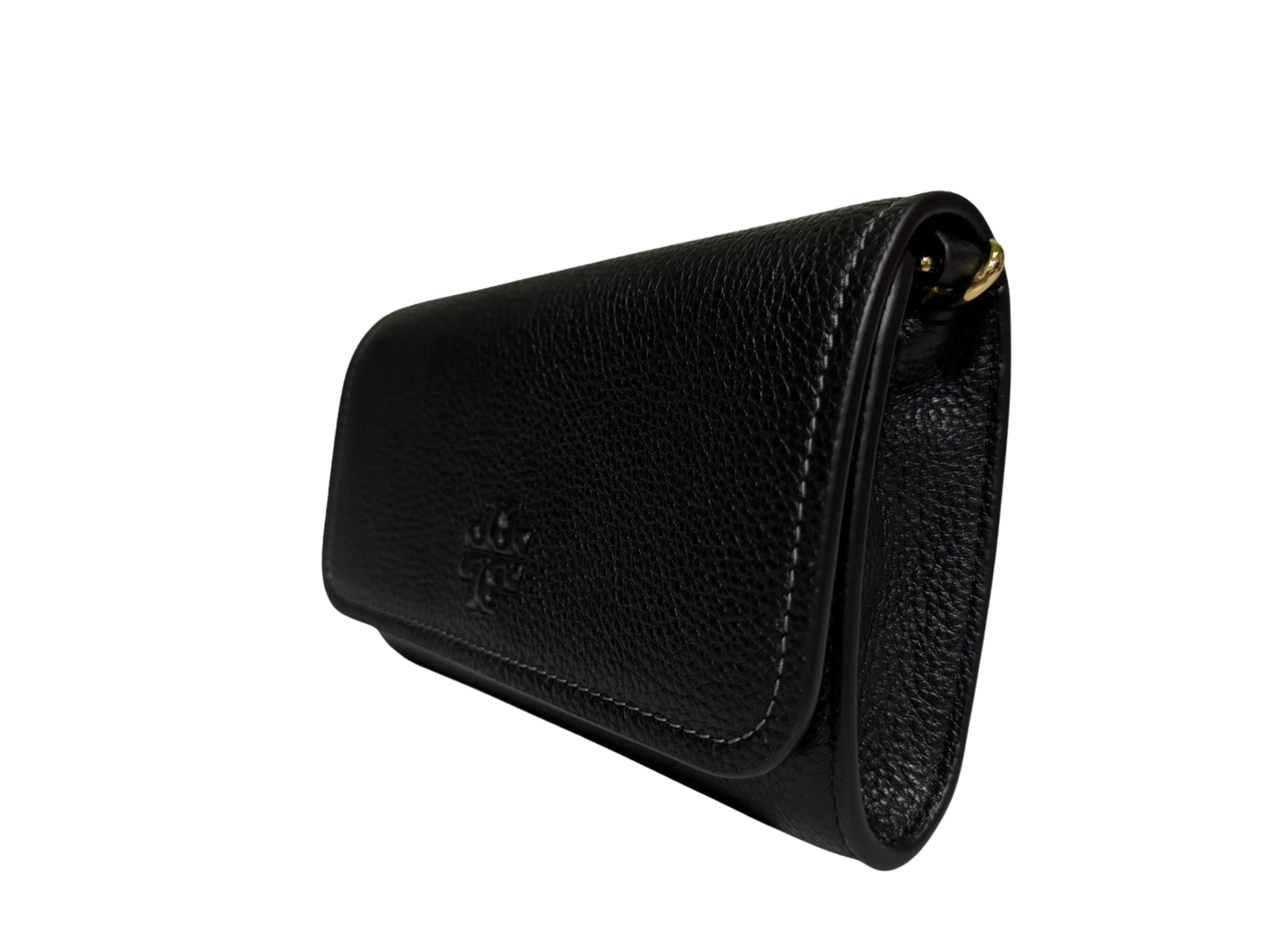 Tory Burch Thea Pebbled Leather Crossbody Bag with Flat Wallet (Black)