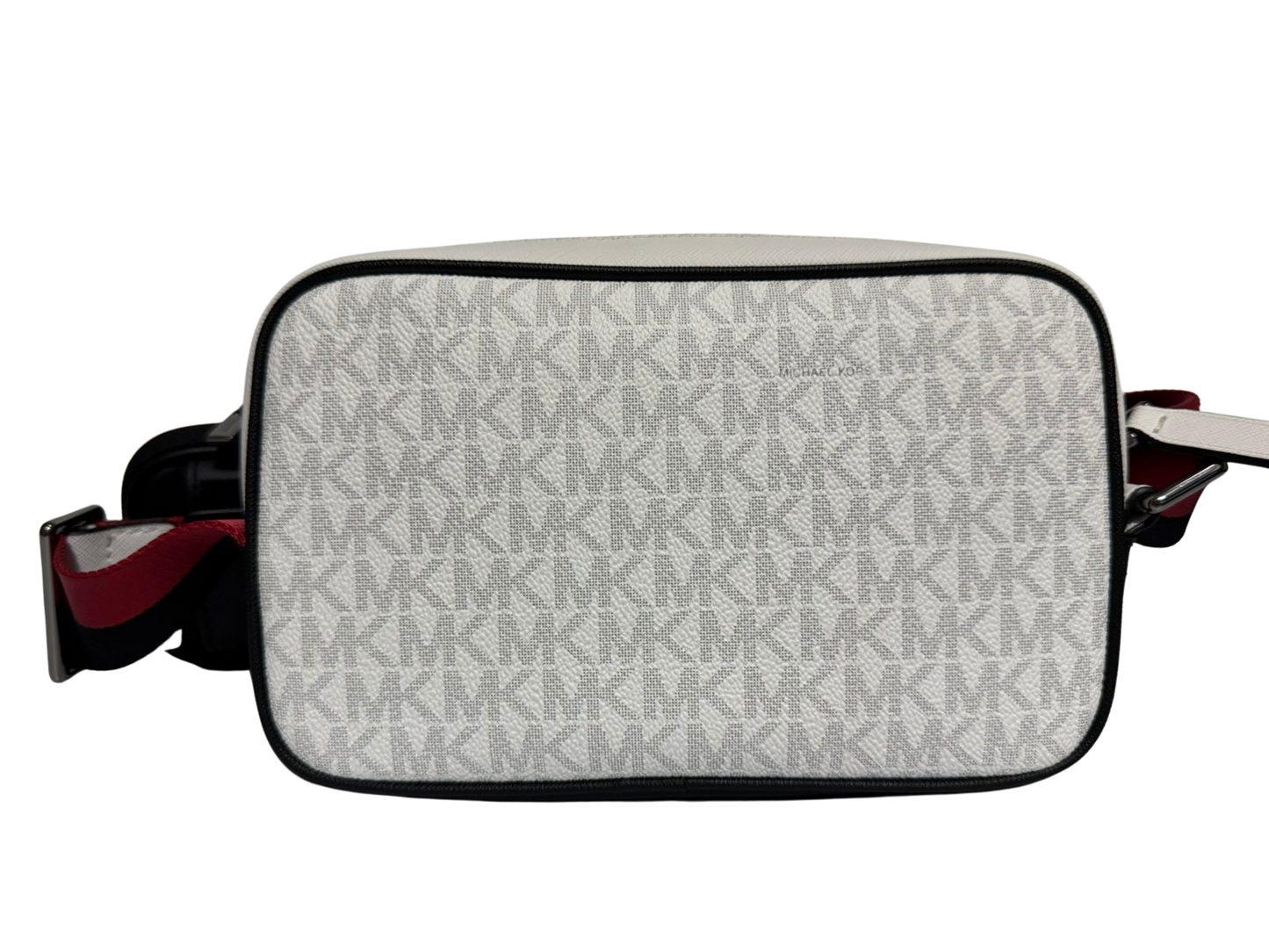 Michael Kors Rivington Striped Logo Camera Bag (White/Bright Red)