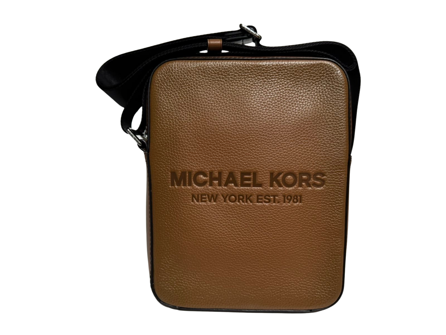 Michael Kors Cooper Logo Embossed Pebbled Leather Flight Bag (Brown)