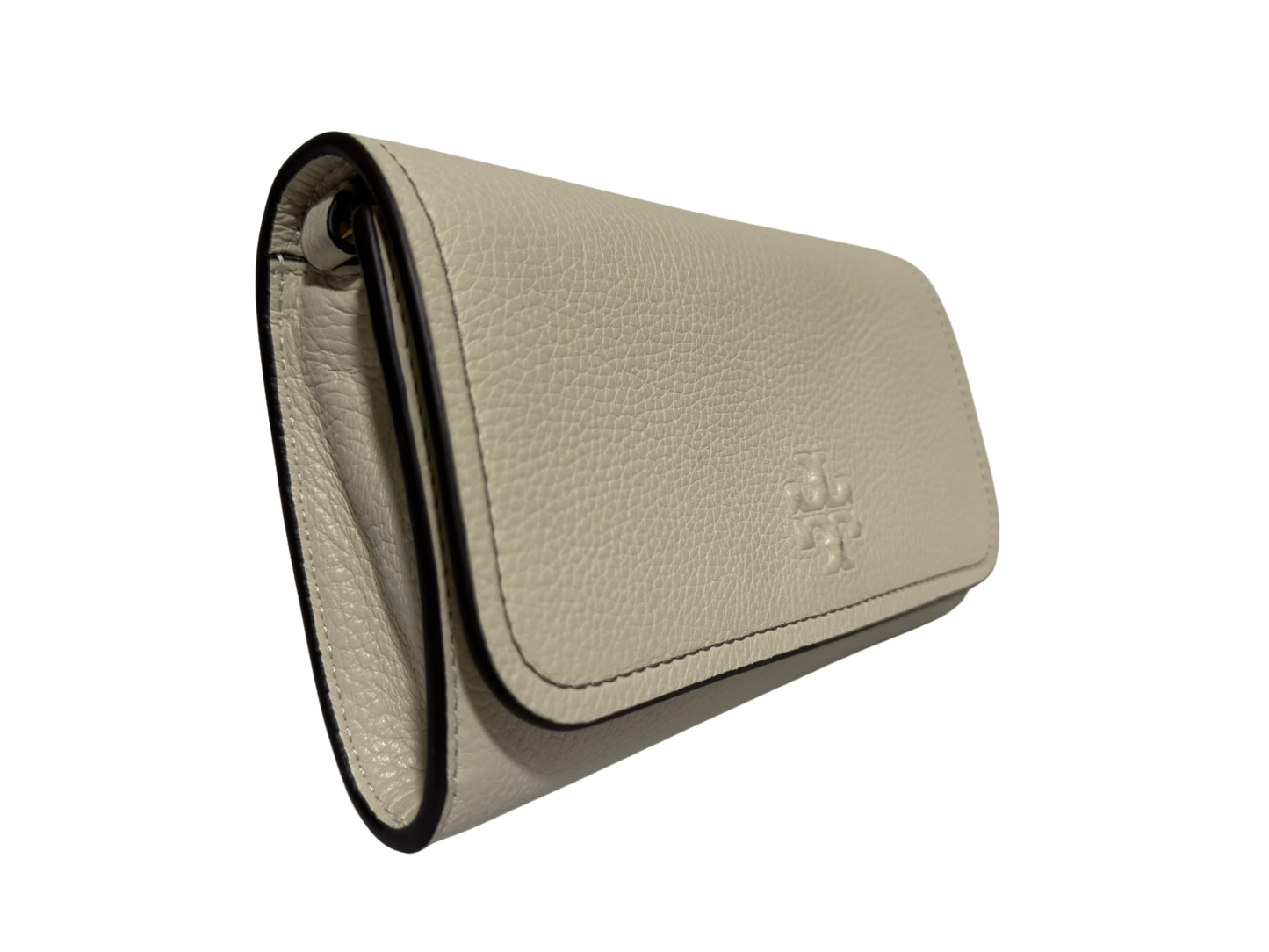 Tory Burch Thea Pebbled Leather Crossbody Bag with Flat Wallet (New Ivory)