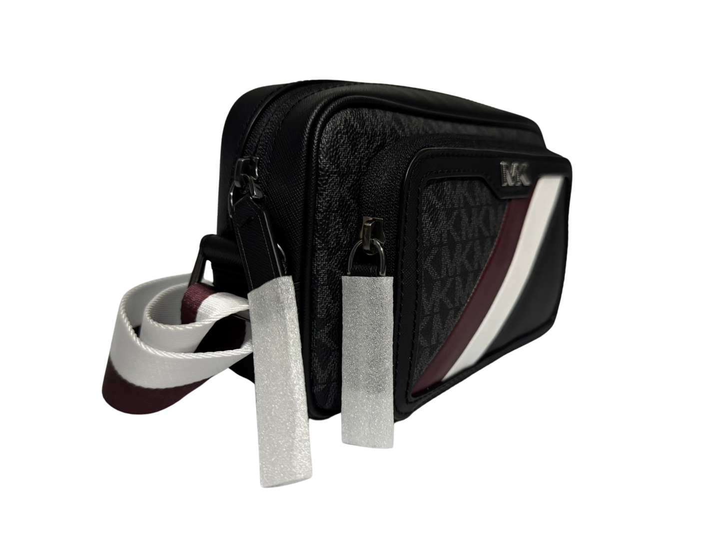 Michael Kors Rivington Striped Logo Camera Bag (Black)