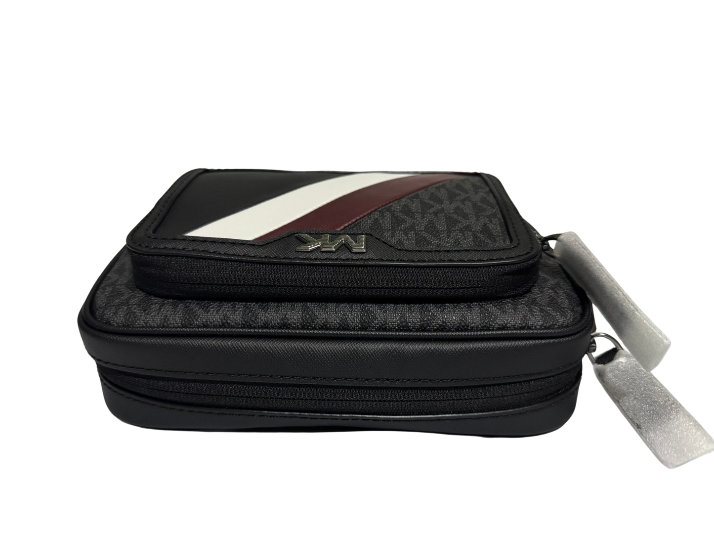 Michael Kors Rivington Striped Logo Camera Bag (Black)